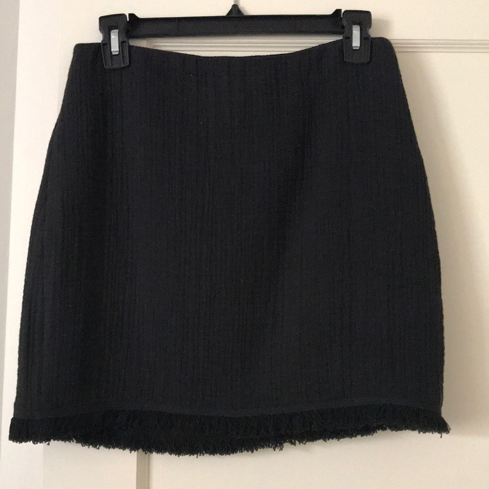 Madewell Black woven mini skirt with fringe